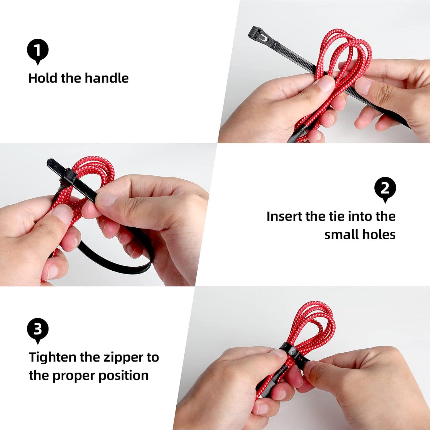 100 Piezas Corbatas de Cable Negras VTECHOLOGY 20,32 cm