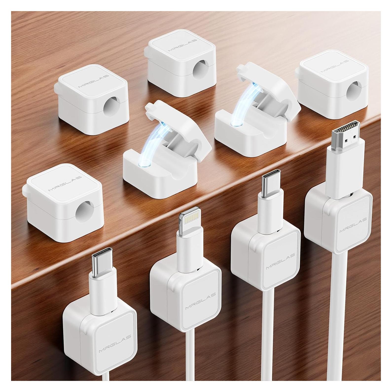 Paquete de 10 Clips Organizadores de Cables MRGLAS Blanco