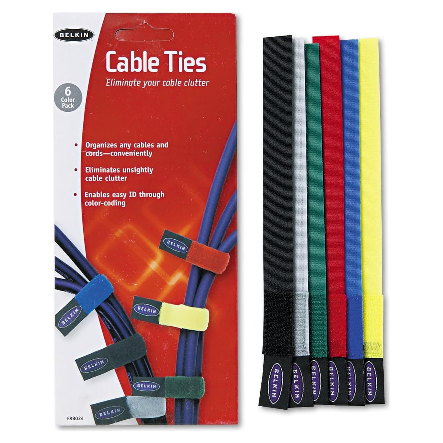 Sujetacables Belkin 20,32 cm (Paquete de 6) Multicolor