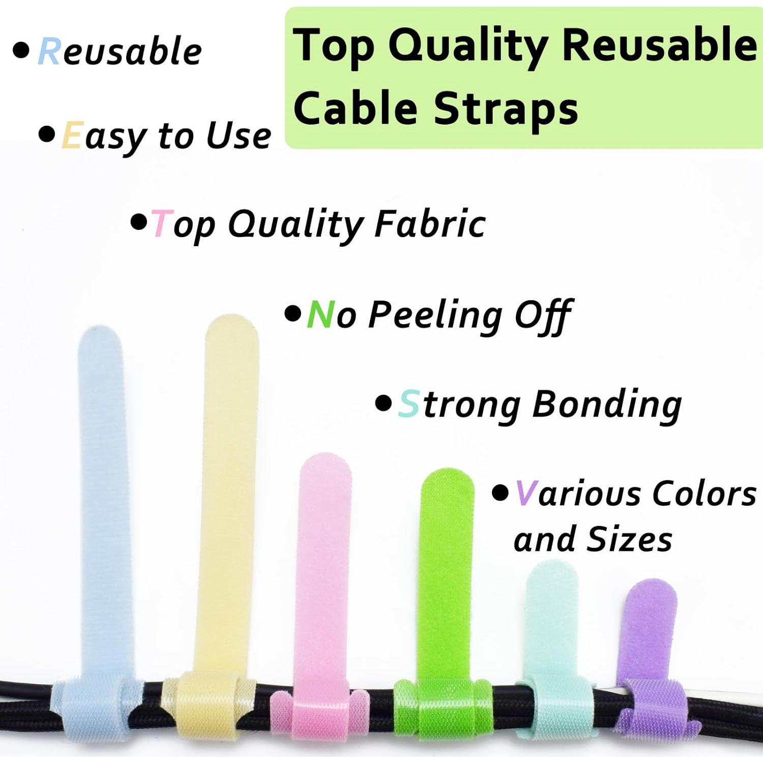 80 Bridas Reutilizables NAYZWOK 4-8 Pulgadas Colores Macarons