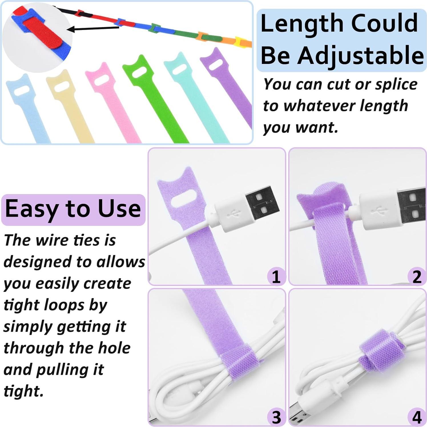 80 Bridas Reutilizables NAYZWOK 4-8 Pulgadas Colores Macarons