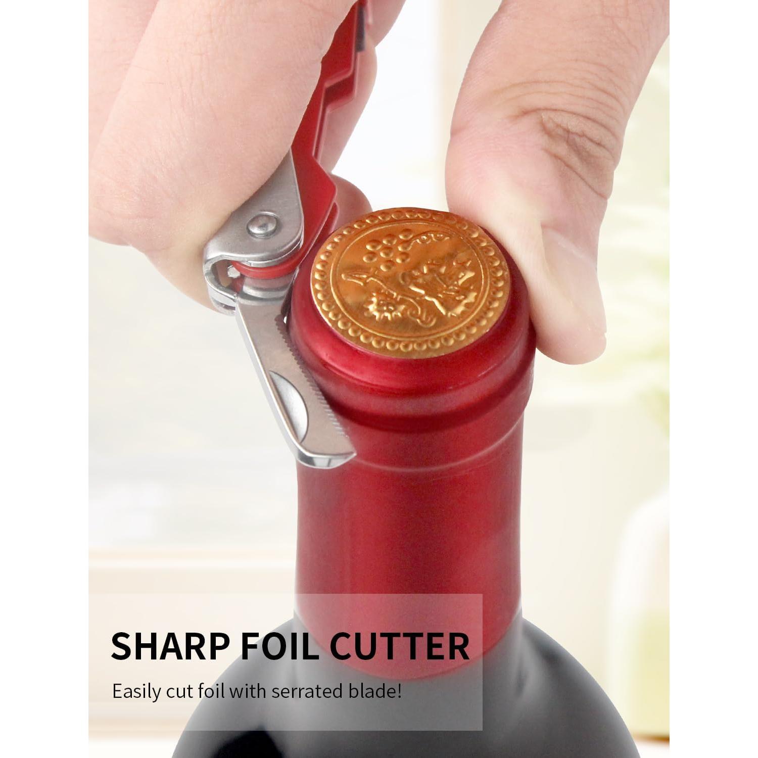 CORKAS Sacacorchos Profesional Rojo - Acero Inoxidable Compacto