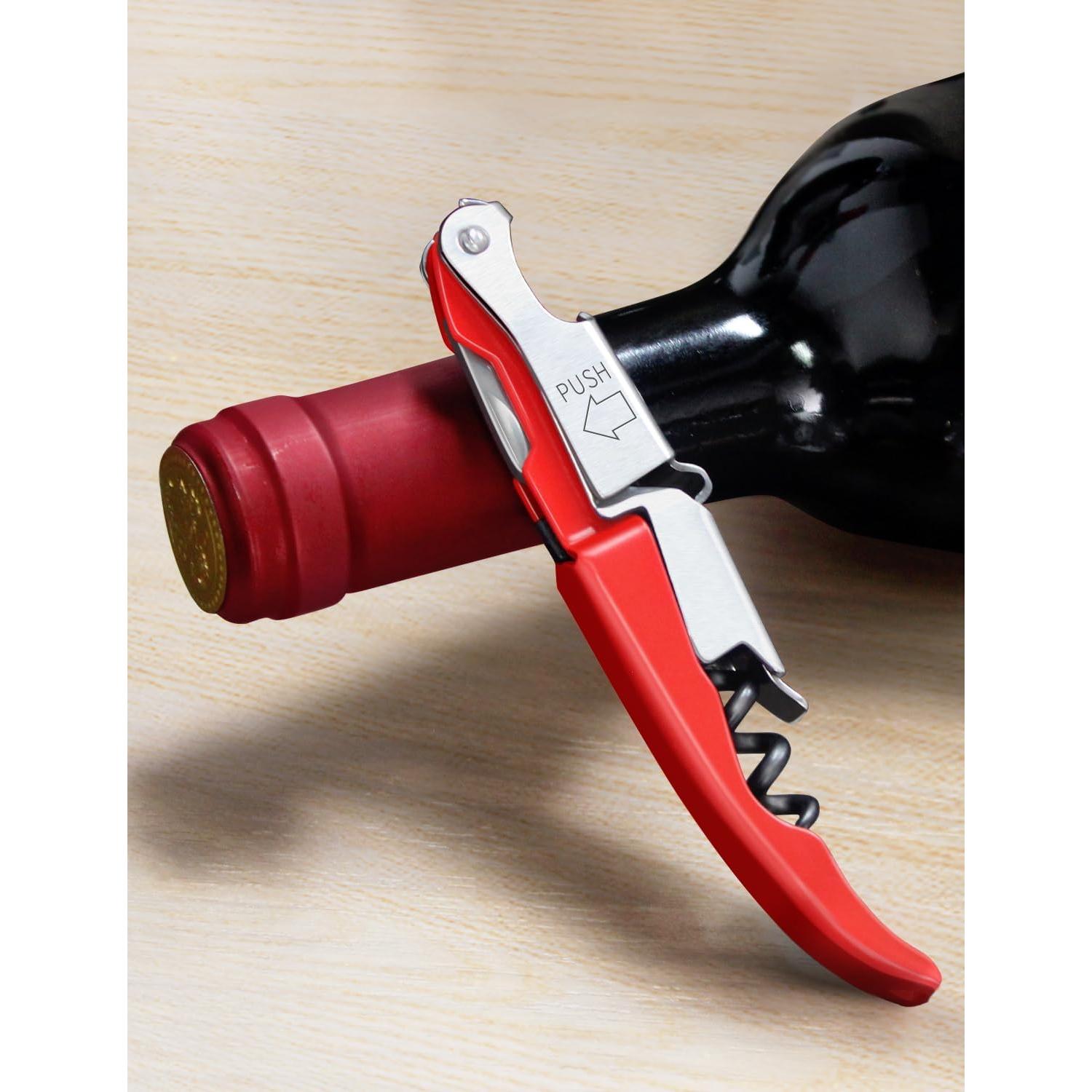 CORKAS Sacacorchos Profesional Rojo - Acero Inoxidable Compacto