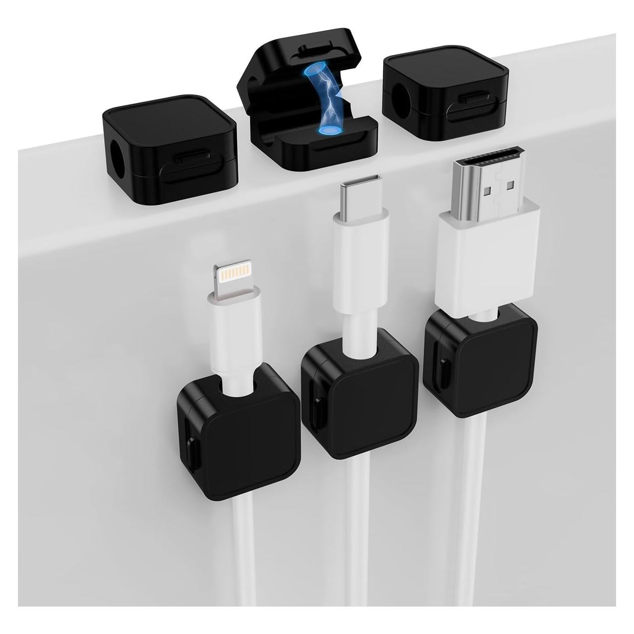 Paquete de 6 Clips Magnéticos ByAnciel para Cables USB HDMI