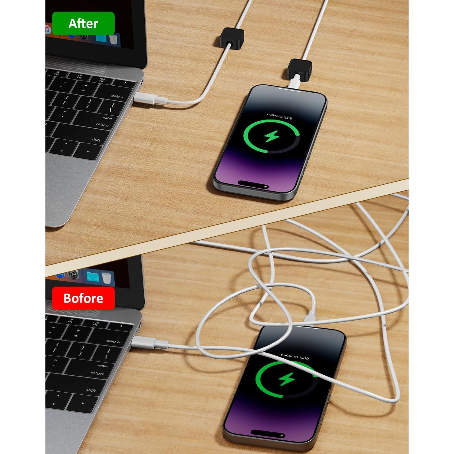 Paquete de 6 Clips Magnéticos ByAnciel para Cables USB HDMI