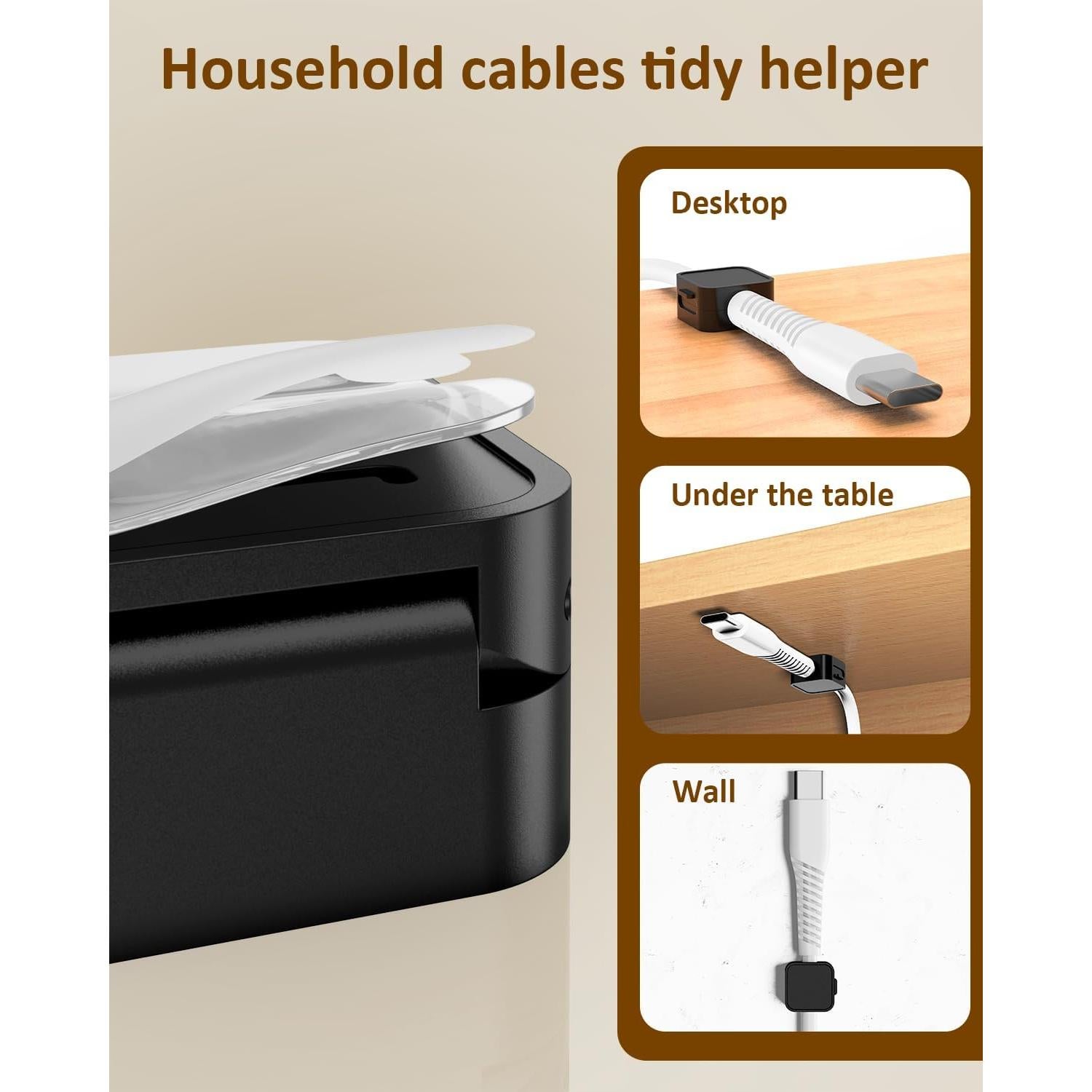 Paquete de 6 Clips Magnéticos ByAnciel para Cables USB HDMI