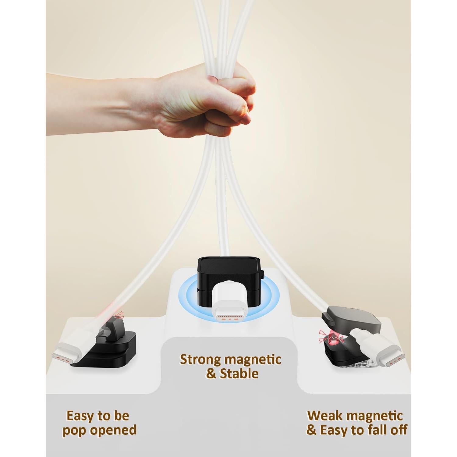 Paquete de 6 Clips Magnéticos ByAnciel para Cables USB HDMI