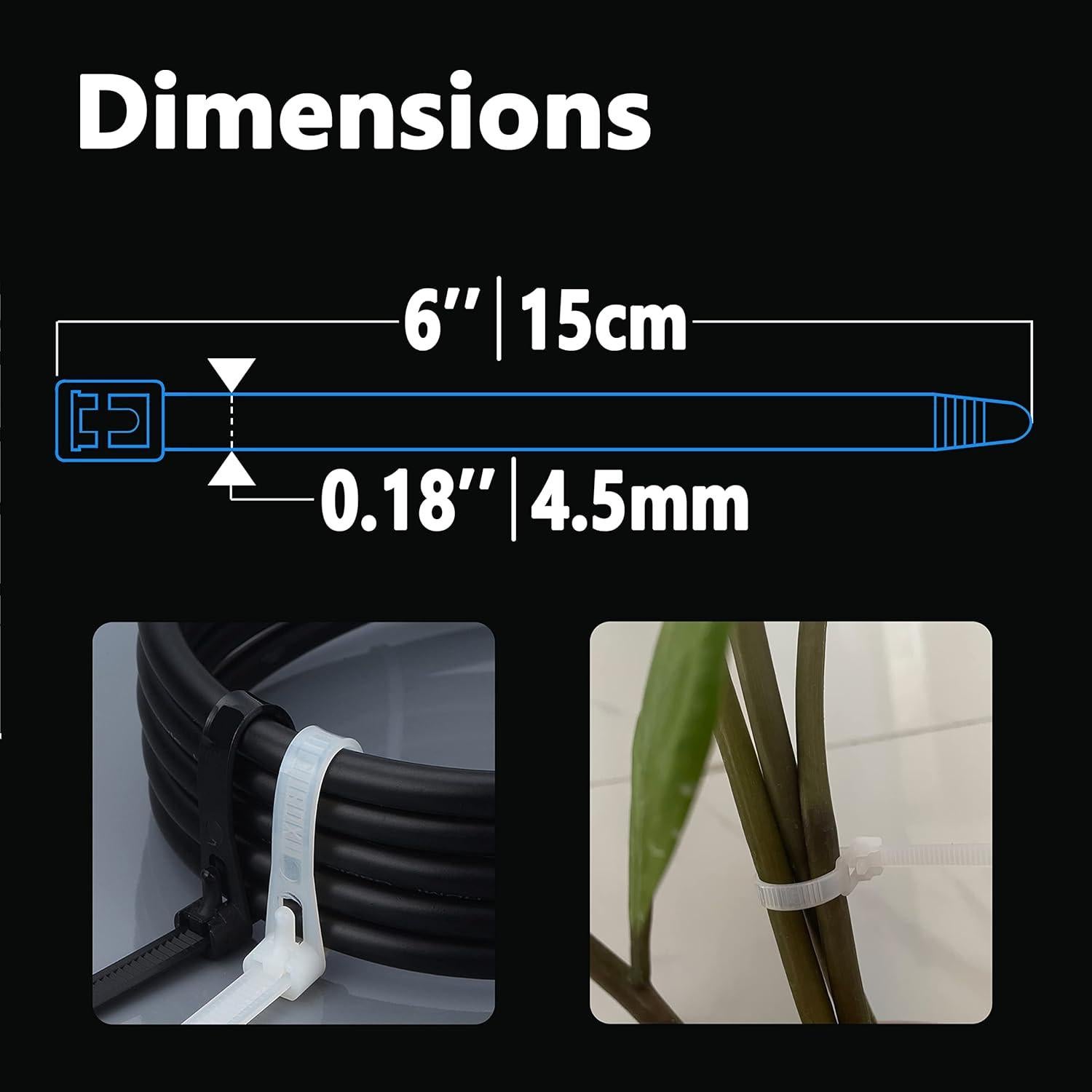 Bridas Reutilizables 15,24 cm yoyoellafa 100 Pcs Alta Resistencia