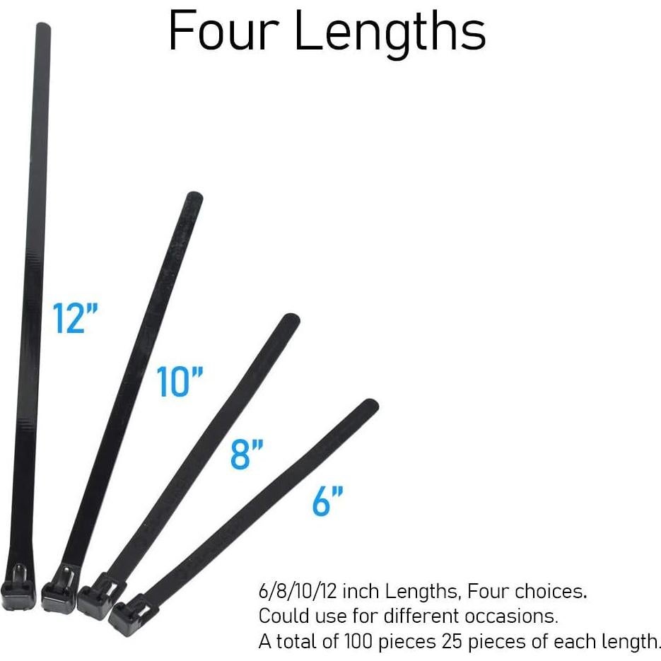 Bridas Reutilizables Helonge 100 Pcs Nylon Alta Resistencia