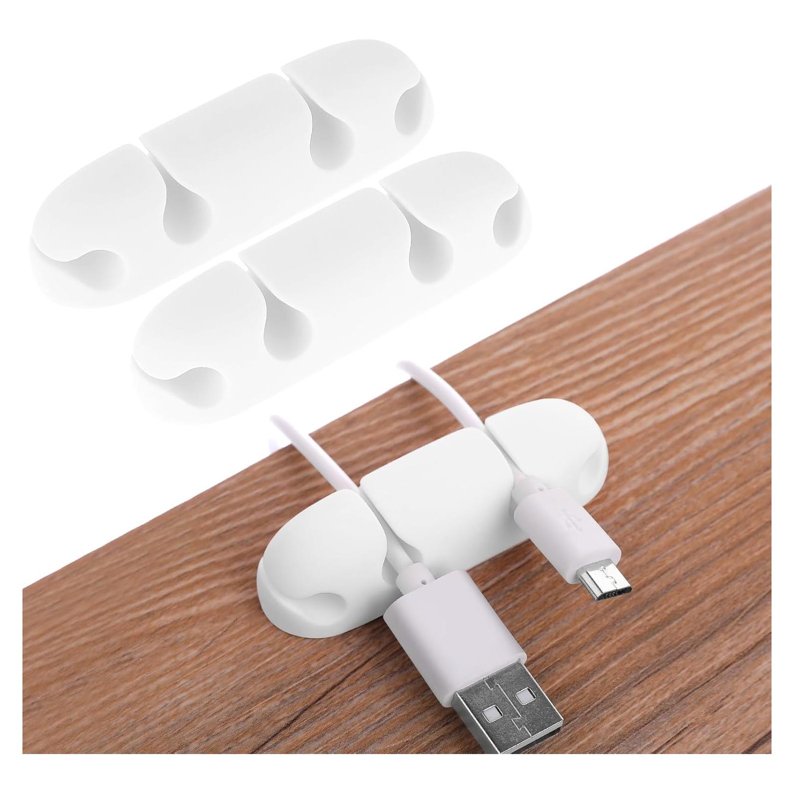 Clip de Cable Organizador WLLHYF 3PCS Silicona 4 Agujeros