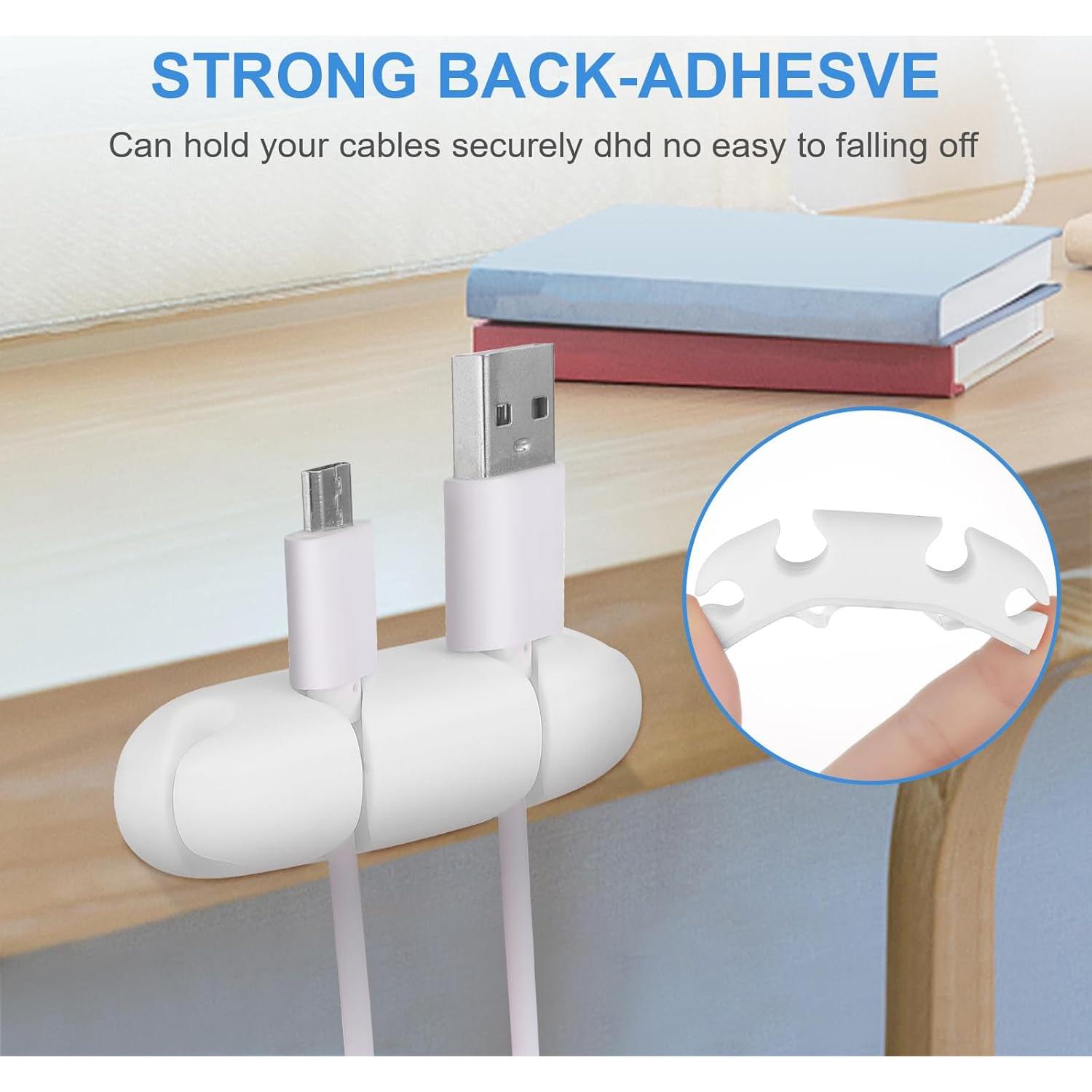 Clip de Cable Organizador WLLHYF 3PCS Silicona 4 Agujeros