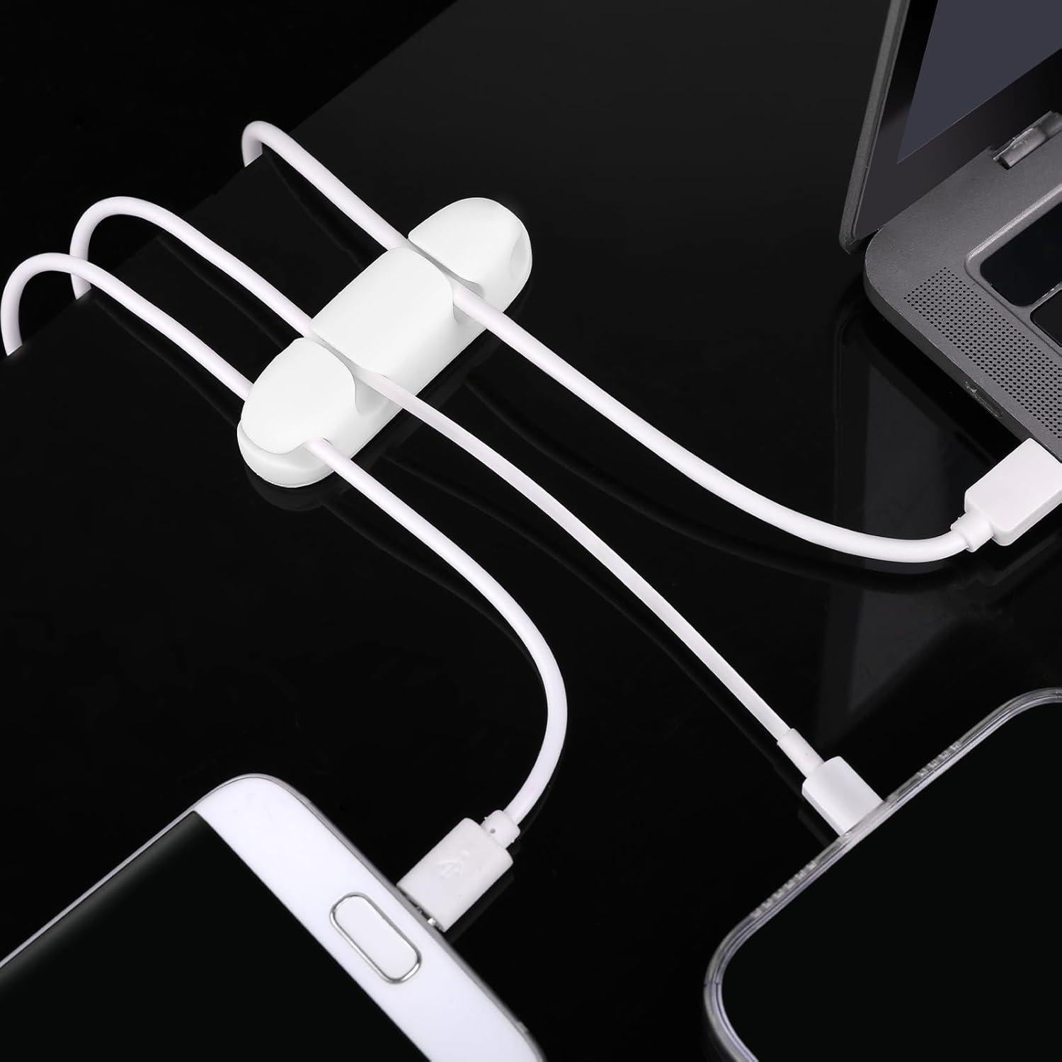 Clip de Cable Organizador WLLHYF 3PCS Silicona 4 Agujeros