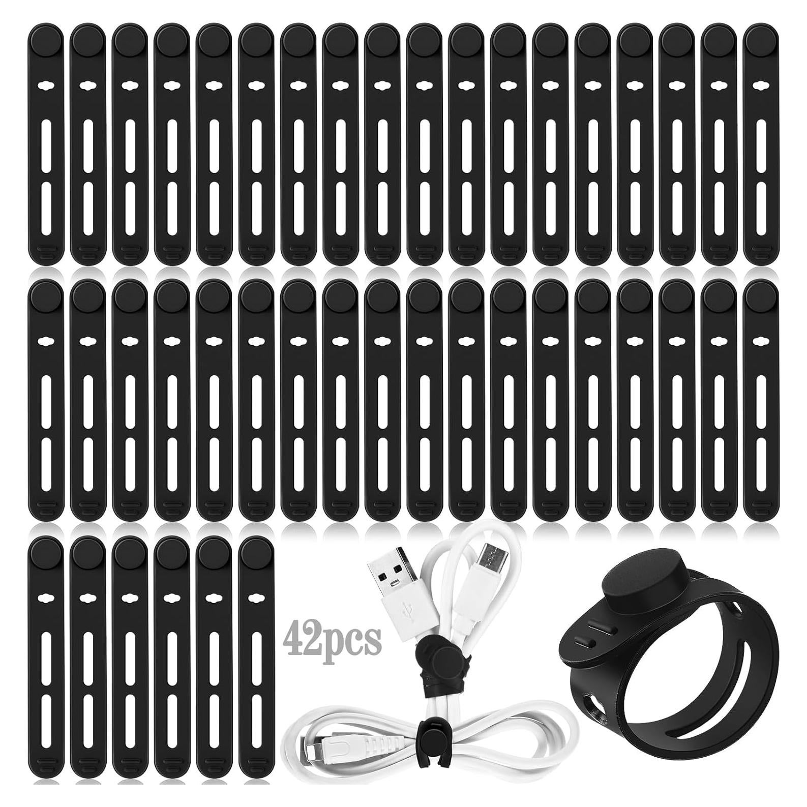 42 Correas de Cable de Silicona Tellegloww 8x1.2 cm Negro