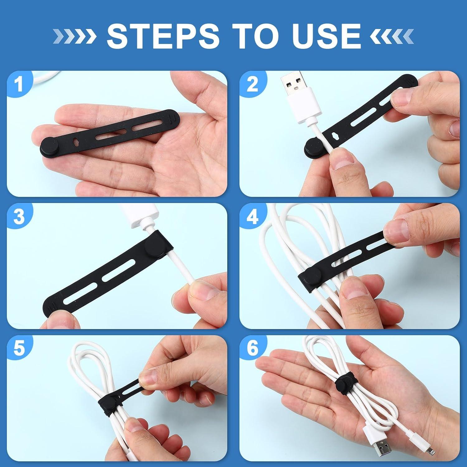 42 Correas de Cable de Silicona Tellegloww 8x1.2 cm Negro