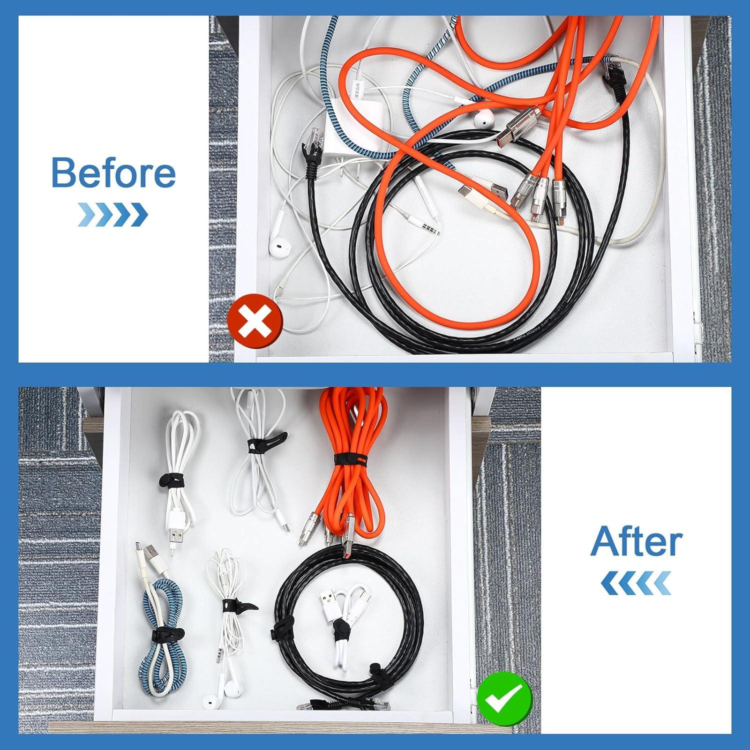 42 Correas de Cable de Silicona Tellegloww 8x1.2 cm Negro