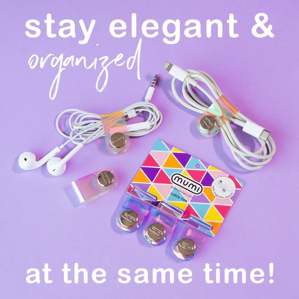 Organizador de Cables MUMI Holográfico Set 3 Piezas 7,87 cm
