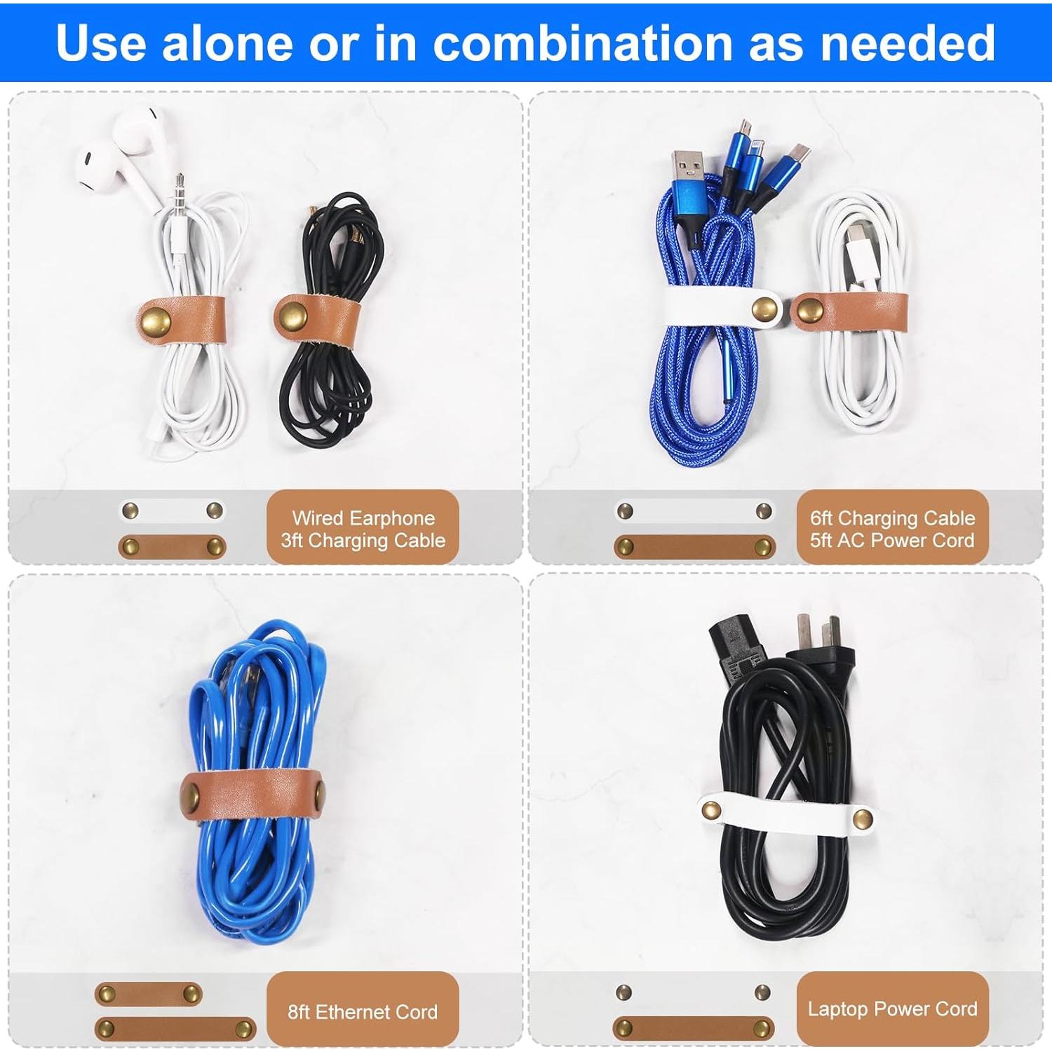 Organizador de Cables de Cuero Coideal 20 Pcs Marrón