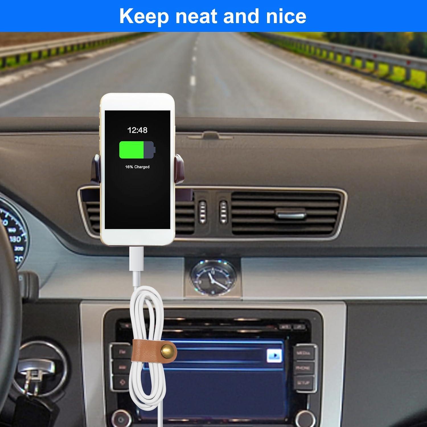 Organizador de Cables de Cuero Coideal 20 Pcs Marrón