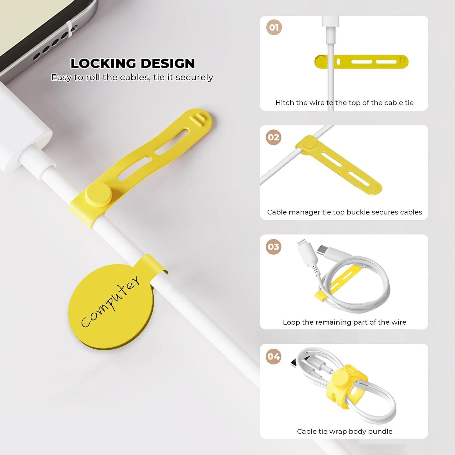 Juego de 36 ataduras de silicona y etiquetas UMUST