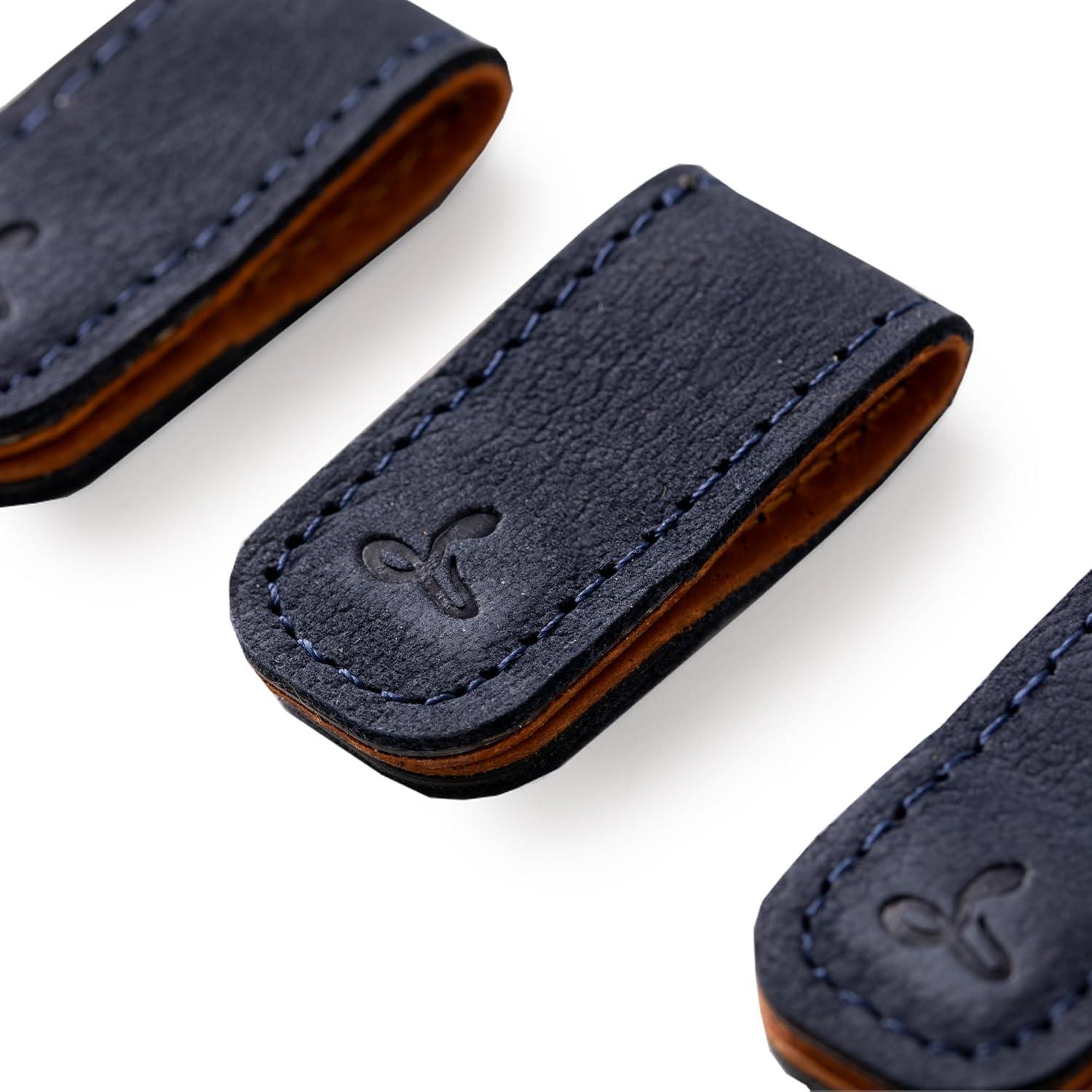 Correas de Cuero para Cables Snakehive - Paquete de 3 Marino