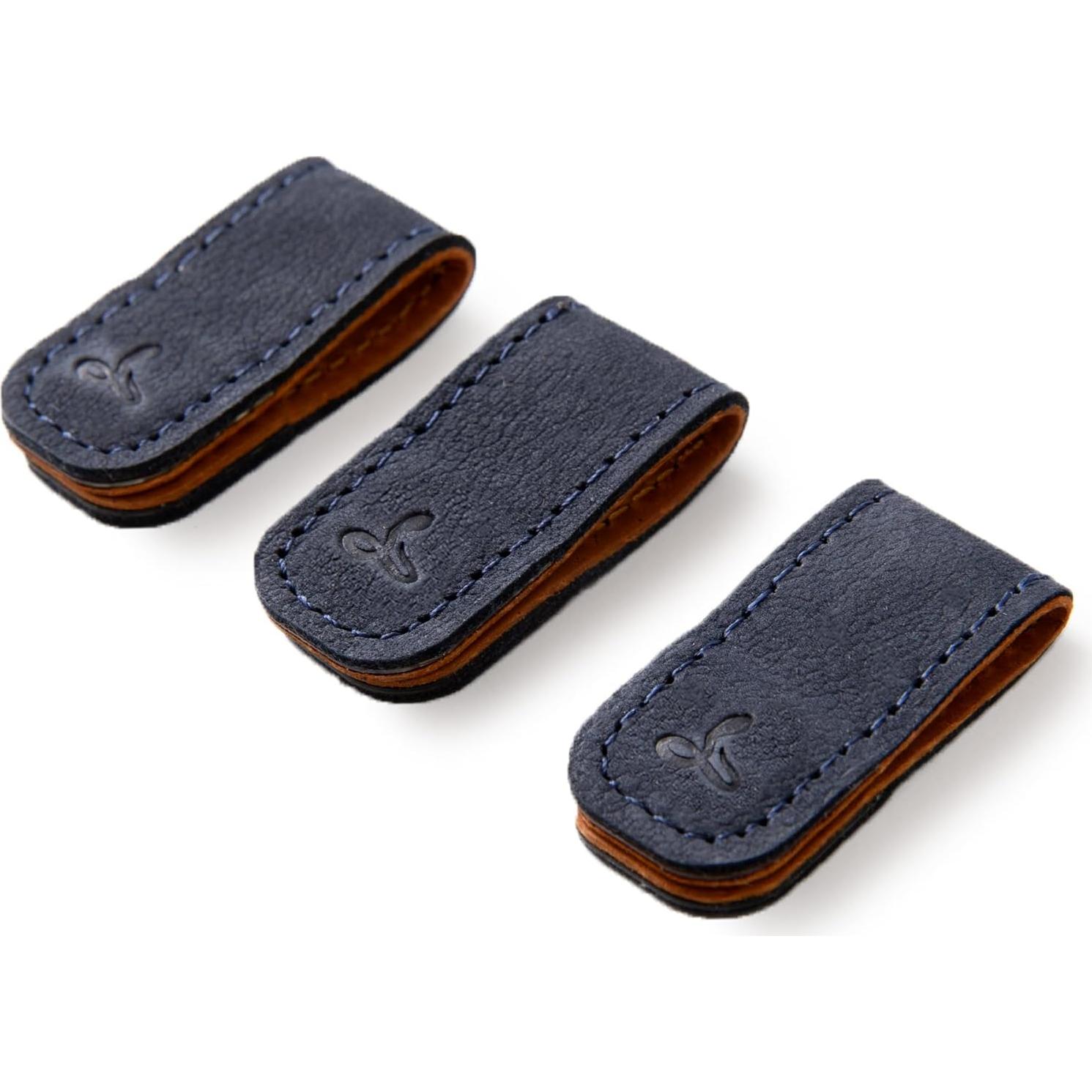 Correas de Cuero para Cables Snakehive - Paquete de 3 Marino