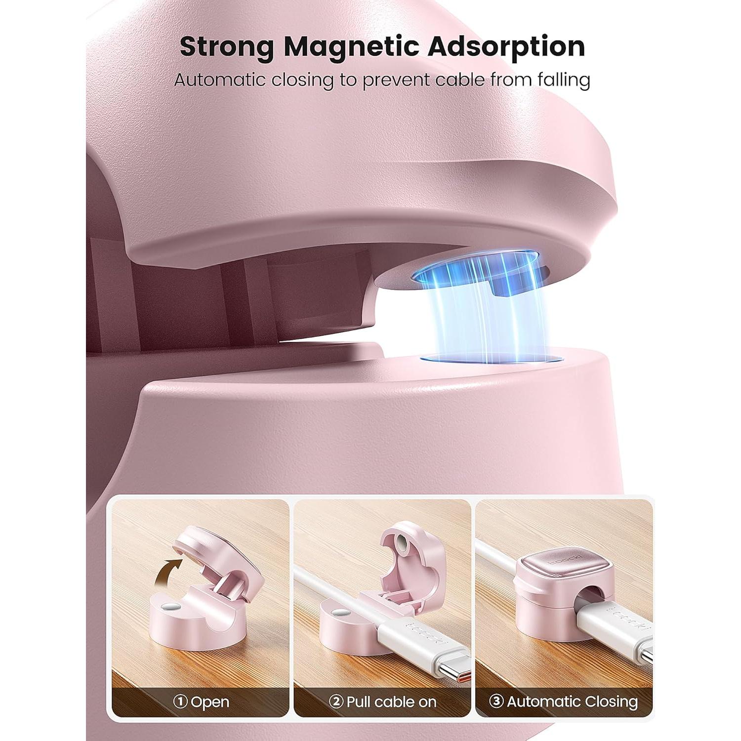 Paquete de 6 Clips Magnéticos Toocki Rosa para Cables
