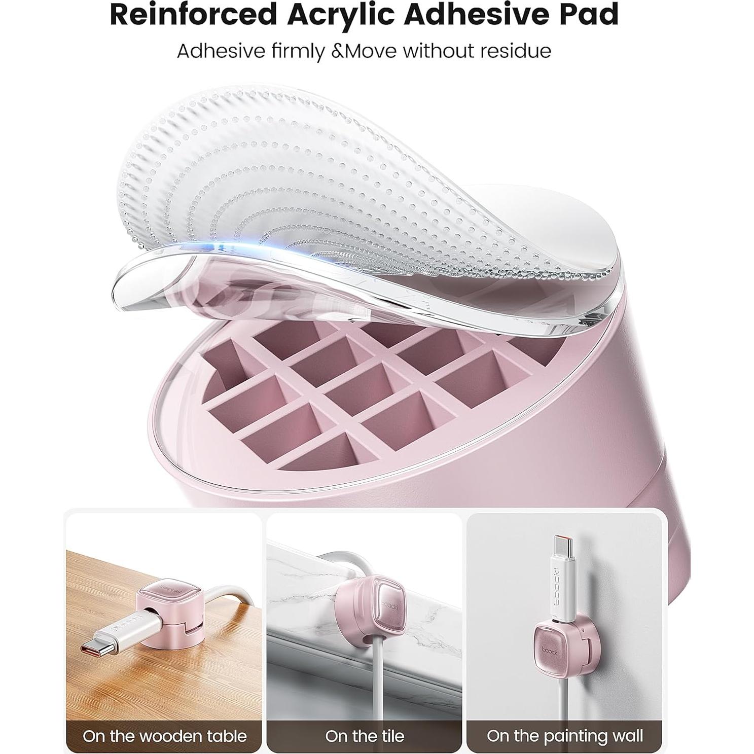 Paquete de 6 Clips Magnéticos Toocki Rosa para Cables