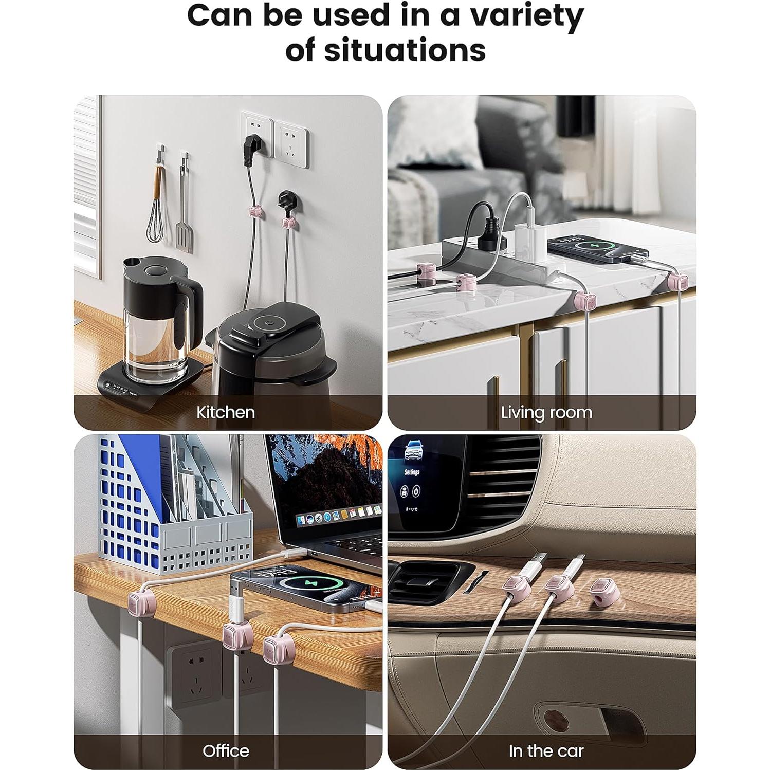 Paquete de 6 Clips Magnéticos Toocki Rosa para Cables