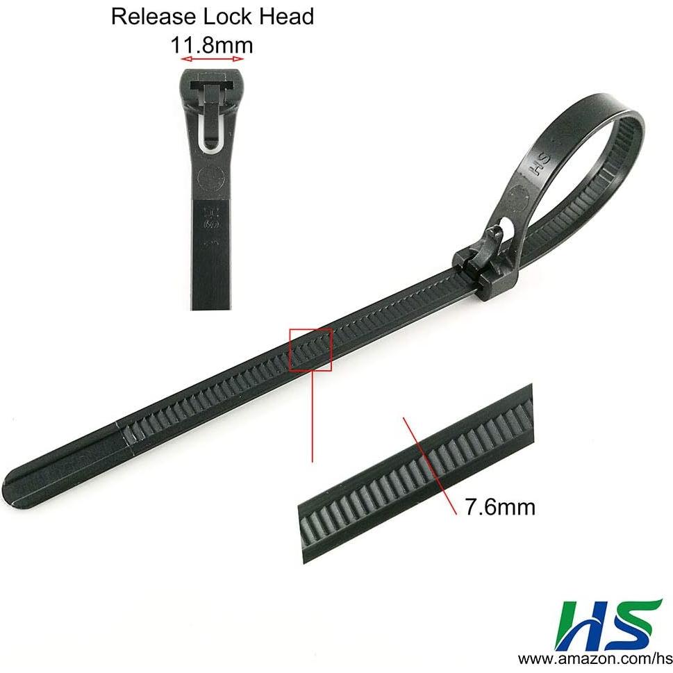 Bridas de Cable Liberables HS 6" Negras 100 Piezas 22.68 kg