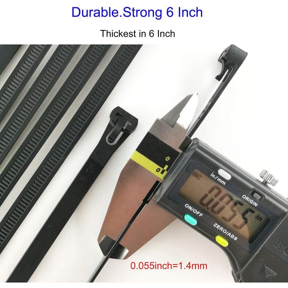 Bridas de Cable Liberables HS 6" Negras 100 Piezas 22.68 kg