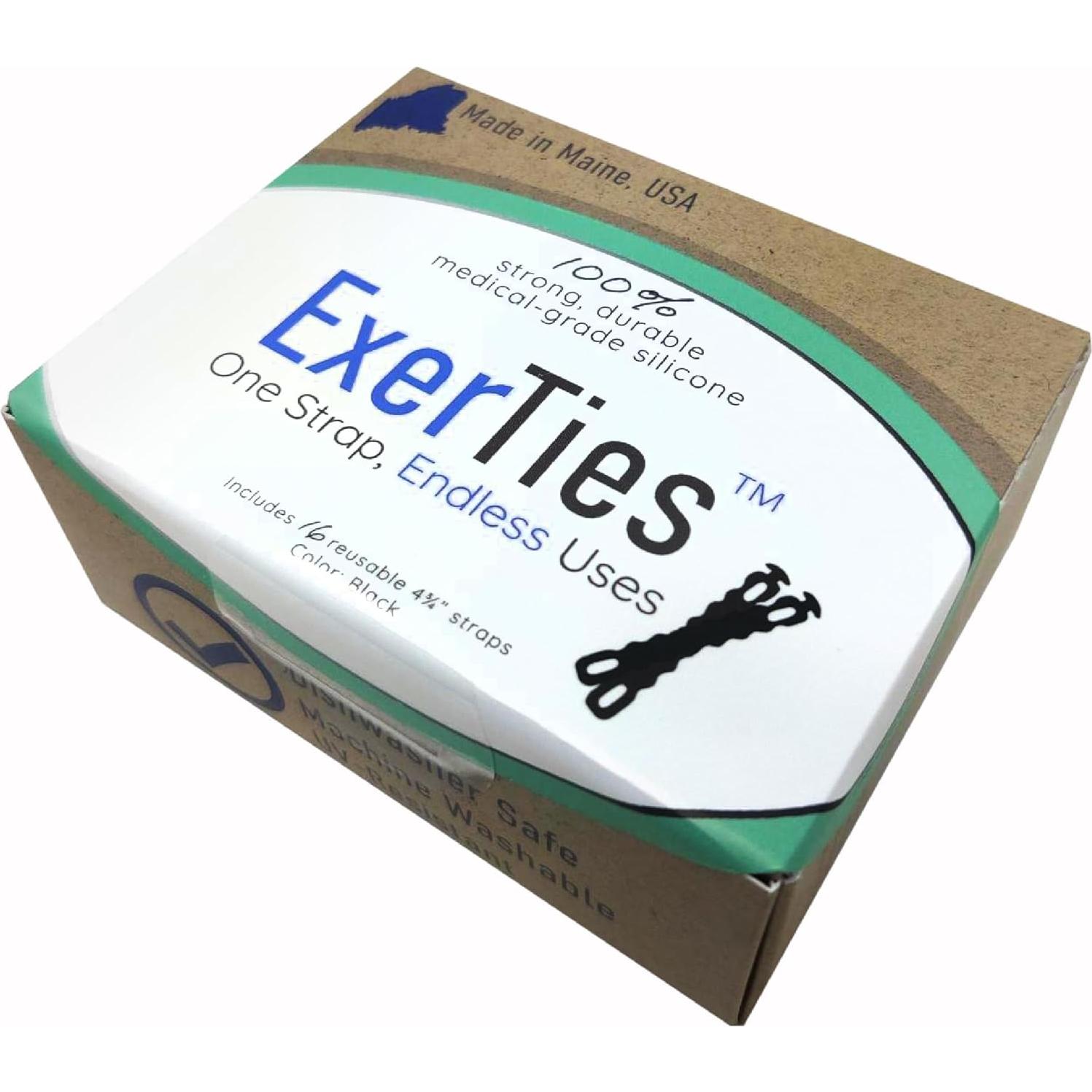 Bridas de Silicona Reutilizables ExerTies 16 Piezas Negro