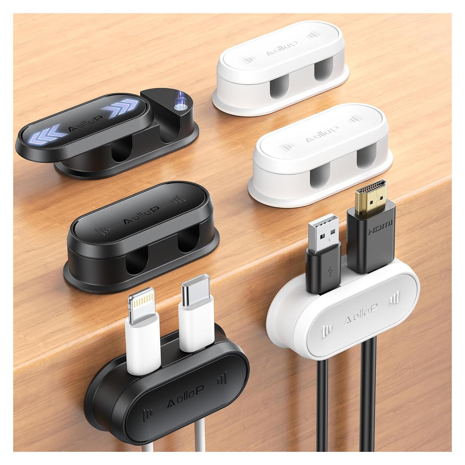 Organizador de Cables Aollop 6 Clips Magnéticos 12 Agujeros