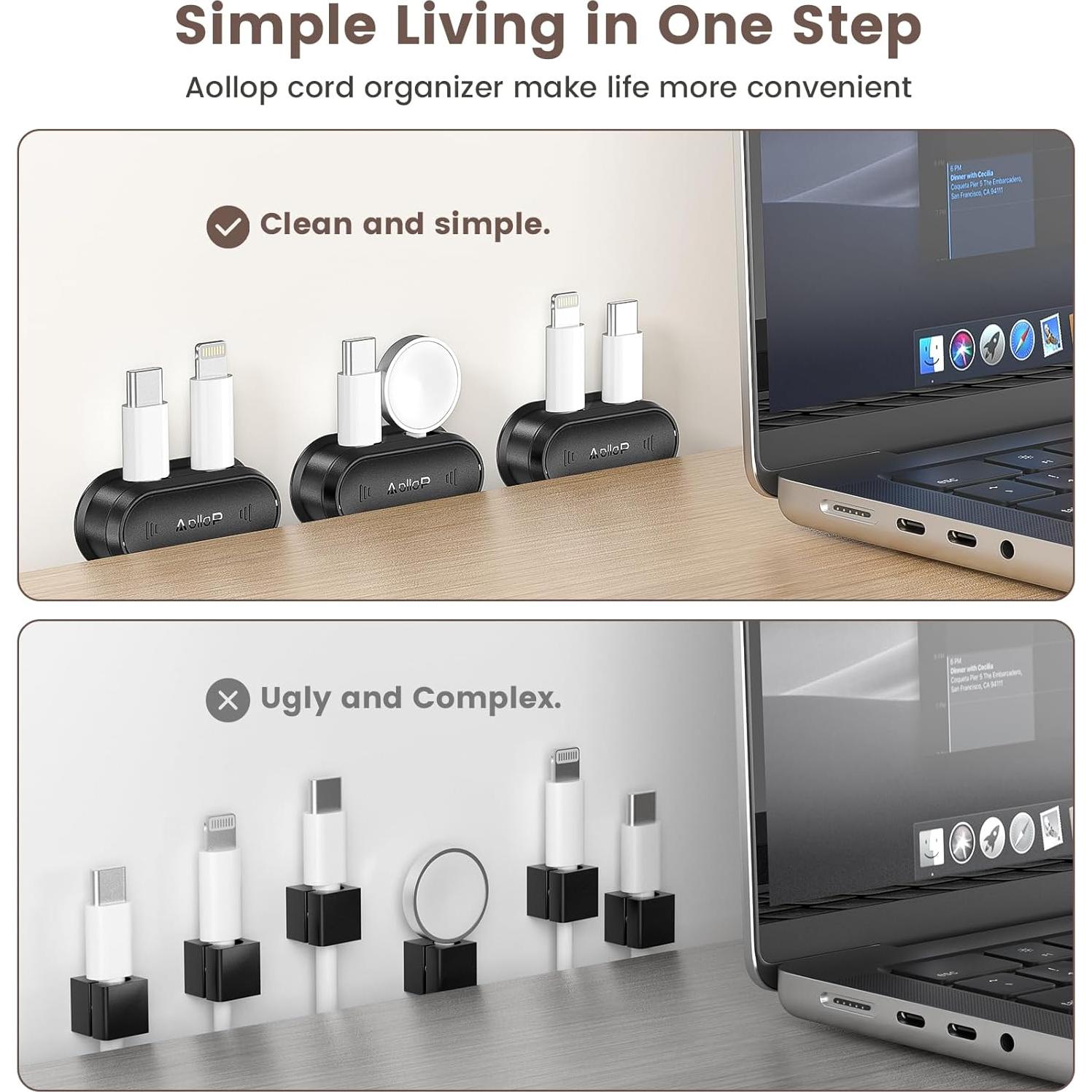 Organizador de Cables Aollop 6 Clips Magnéticos 12 Agujeros