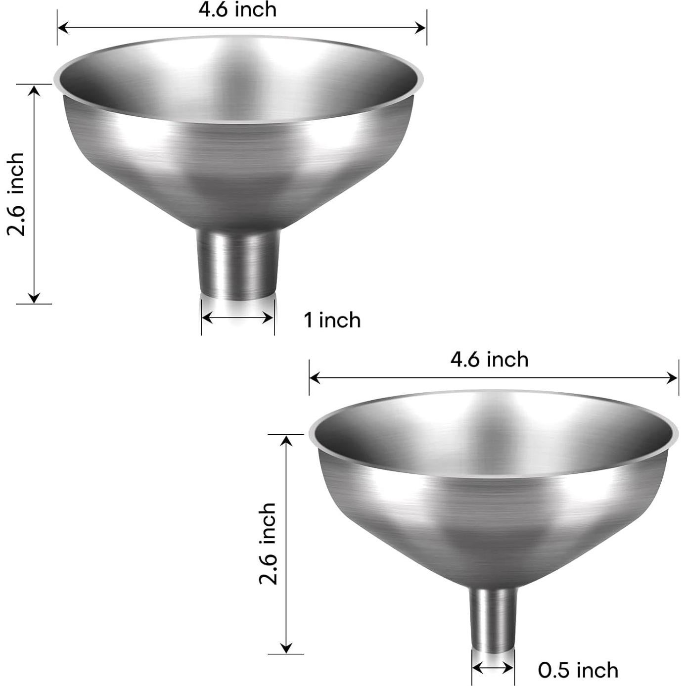Juego de embudos de acero inoxidable Serinar 2 piezas 2,54 cm 1,27 cm