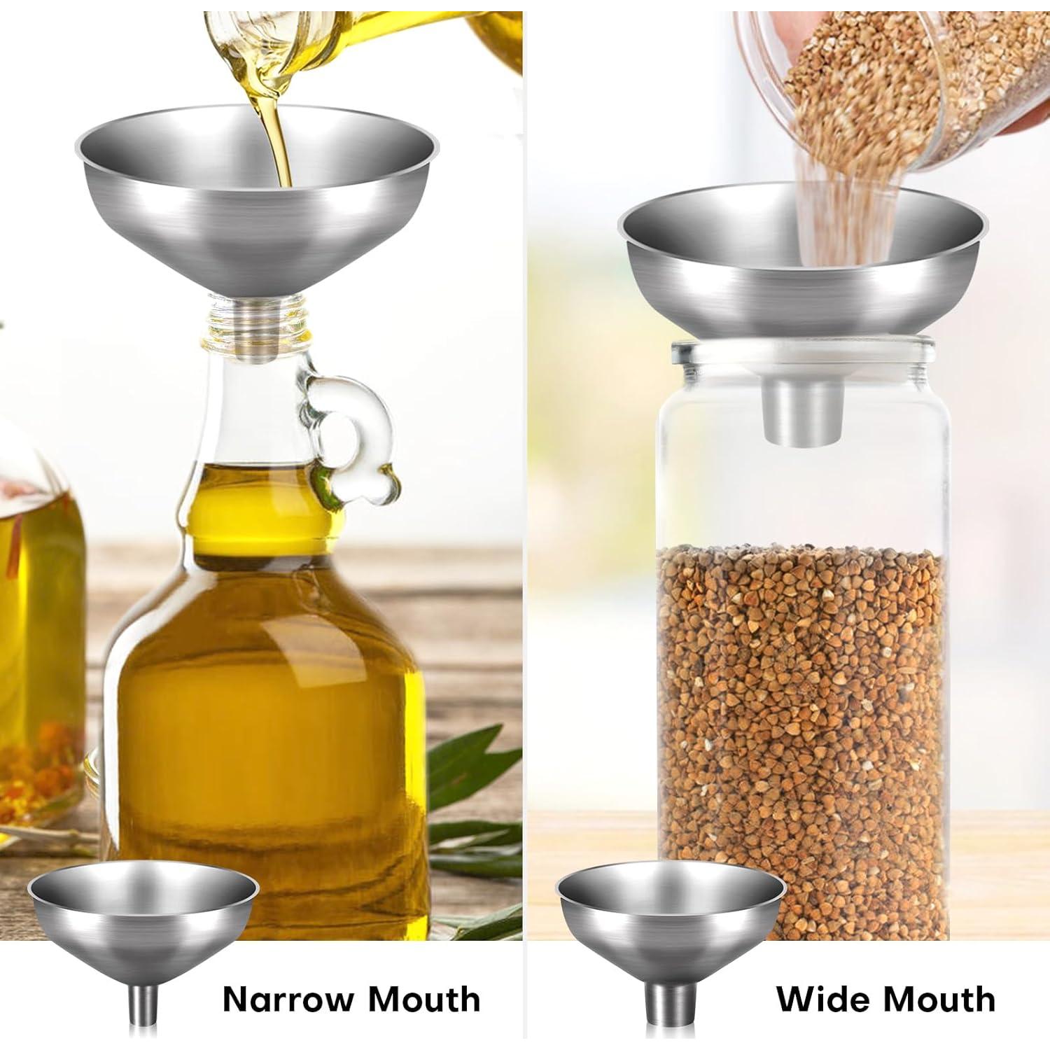 Juego de embudos de acero inoxidable Serinar 2 piezas 2,54 cm 1,27 cm