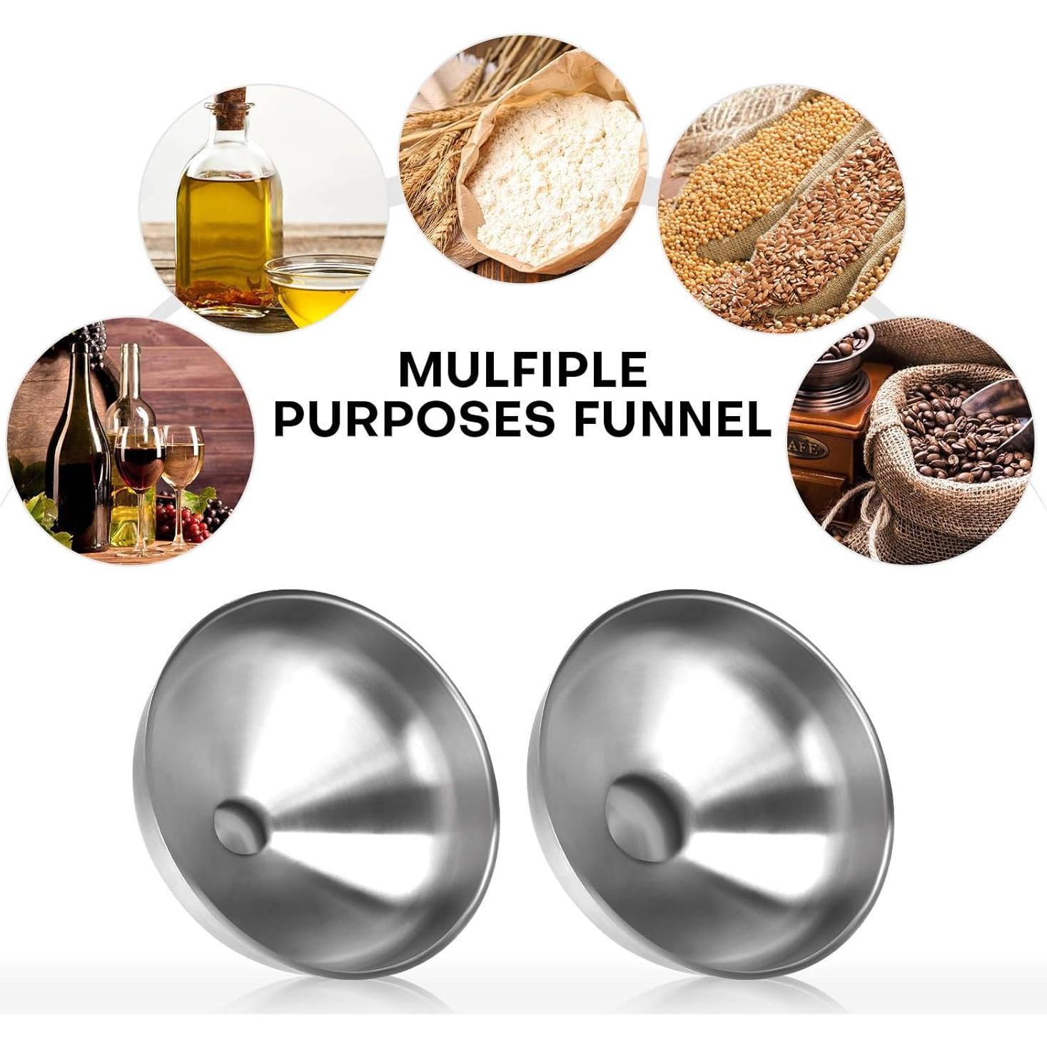 Juego de embudos de acero inoxidable Serinar 2 piezas 2,54 cm 1,27 cm