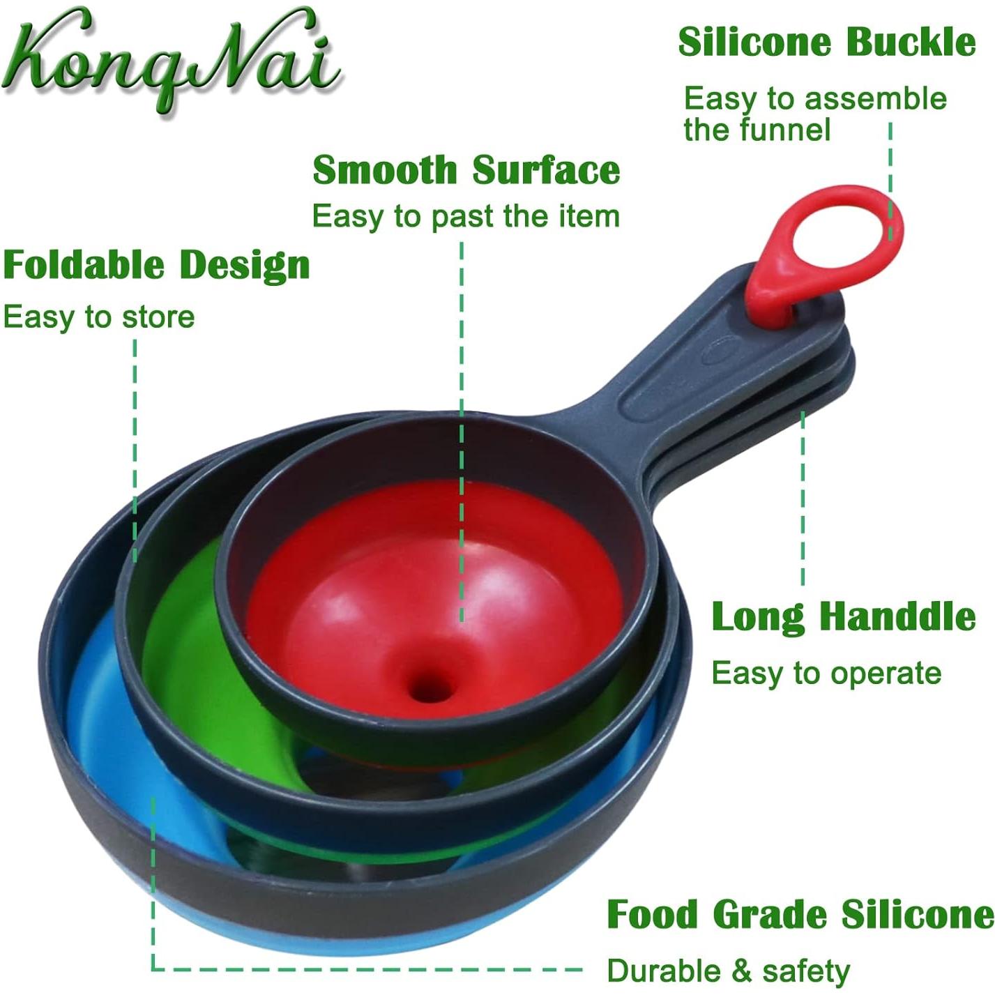 Juego de 3 Embudos de Silicona KongNai para Cocina