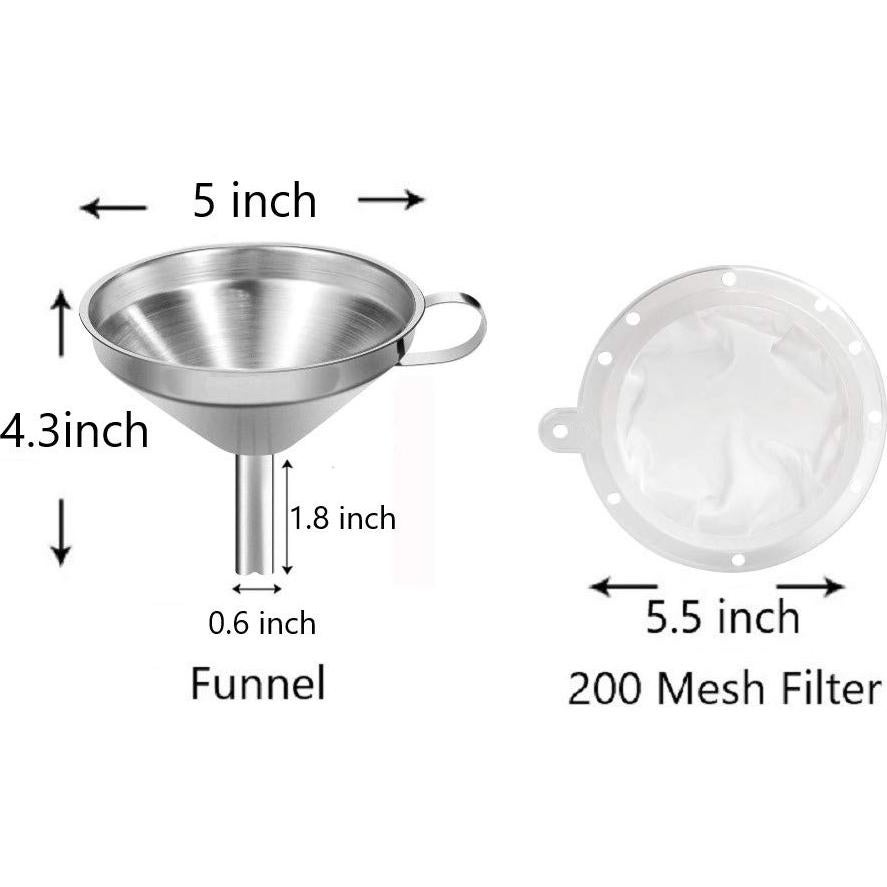 Embudo de Acero Inoxidable IAXSEE 12.7 cm con Colador Fino