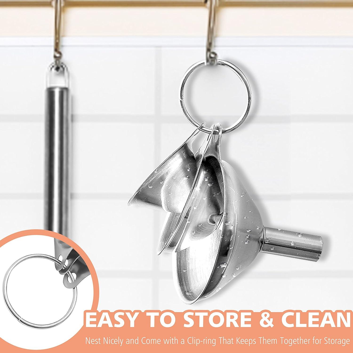 Juego de embudos de cocina Anaeat 3 piezas acero inoxidable