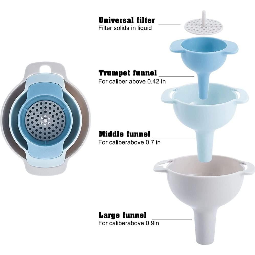 Set de Embudos de Cocina NZKNP 4 en 1 Libre BPA 3 Tamaños