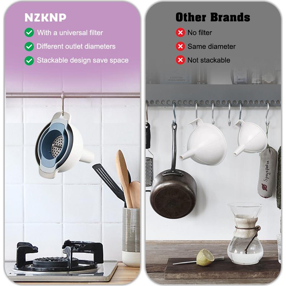 Set de Embudos de Cocina NZKNP 4 en 1 Libre BPA 3 Tamaños