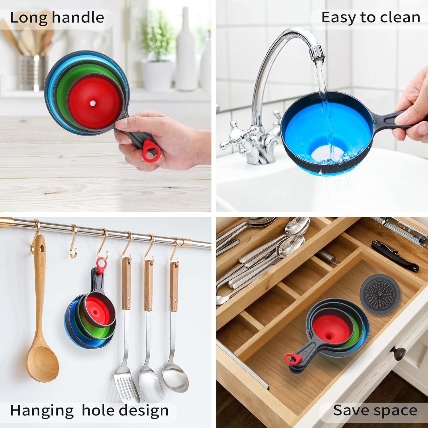 Juego de embudos de cocina Dokpod con colador 4 piezas