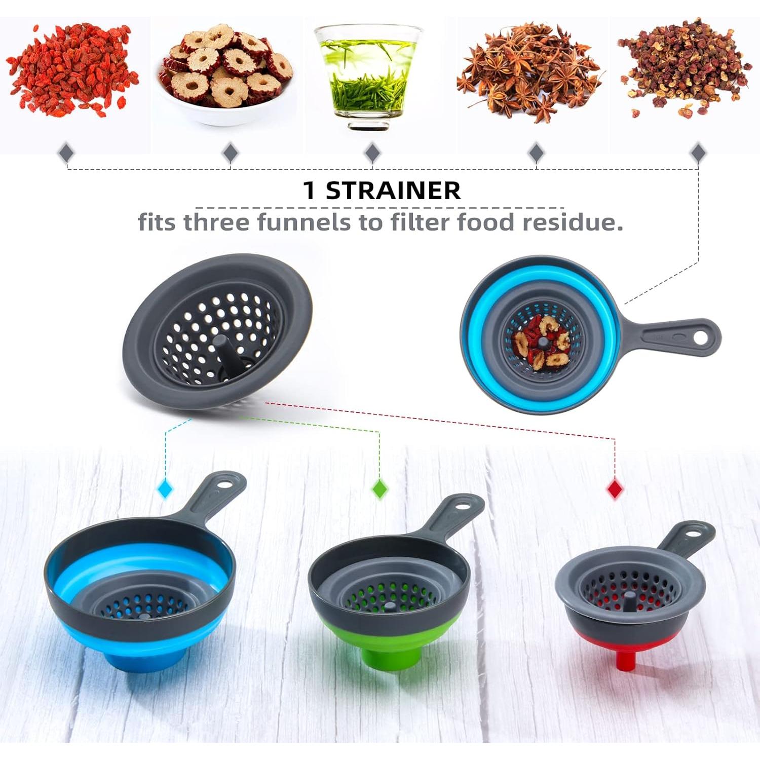Juego de embudos de cocina Dokpod con colador 4 piezas