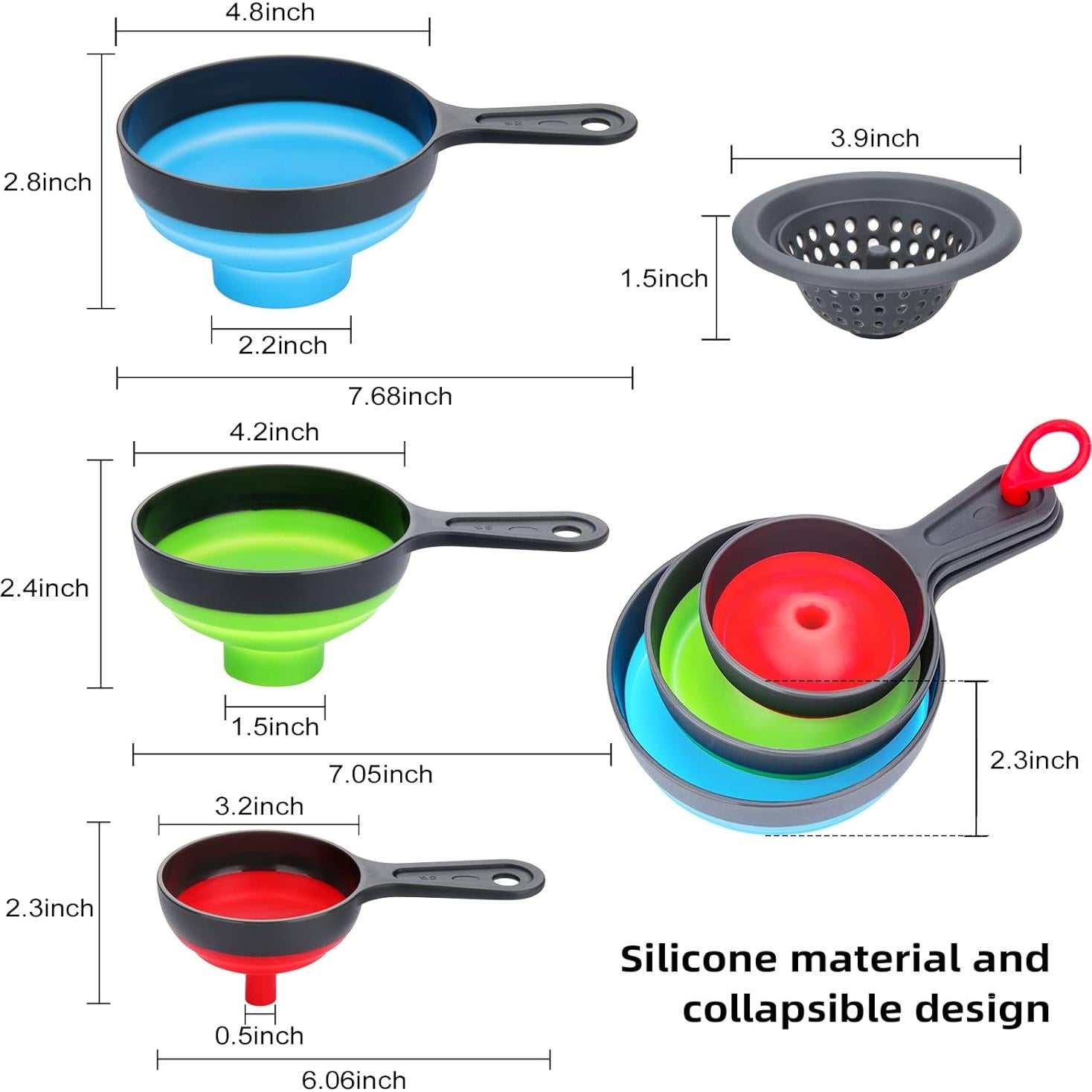 Juego de embudos de cocina Dokpod con colador 4 piezas