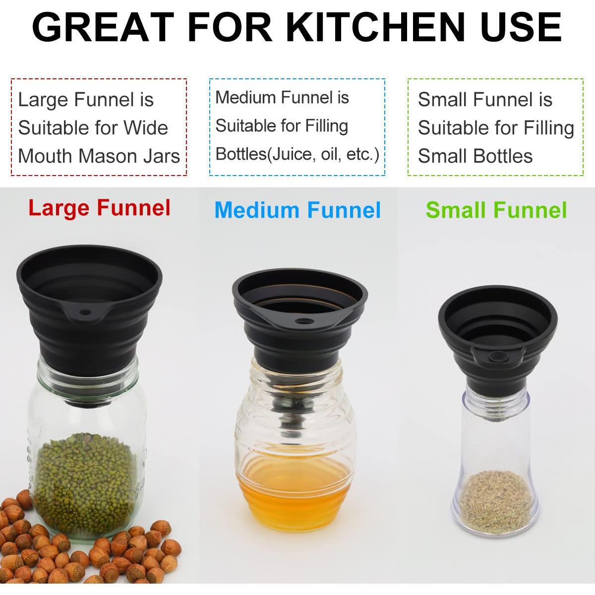 Juego de 3 embudos de silicona Milcraft para cocina