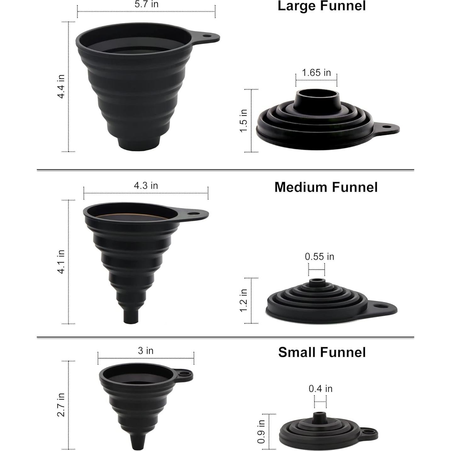 Juego de 3 embudos de silicona Milcraft para cocina