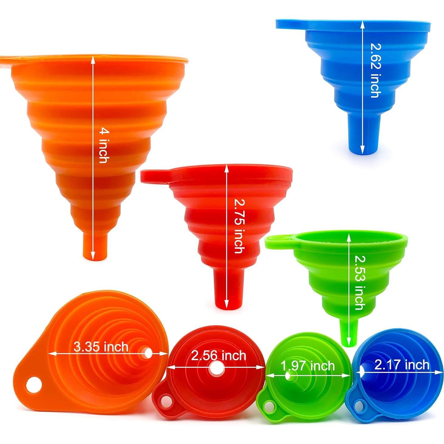 Juego de embudos de cocina Qgond 4 piezas silicona plegable