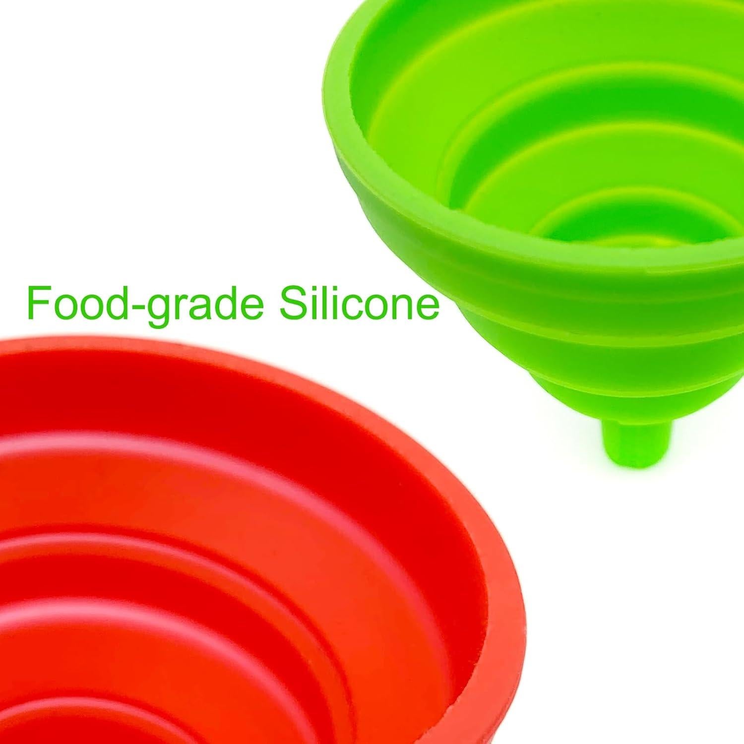 Juego de embudos de cocina Qgond 4 piezas silicona plegable