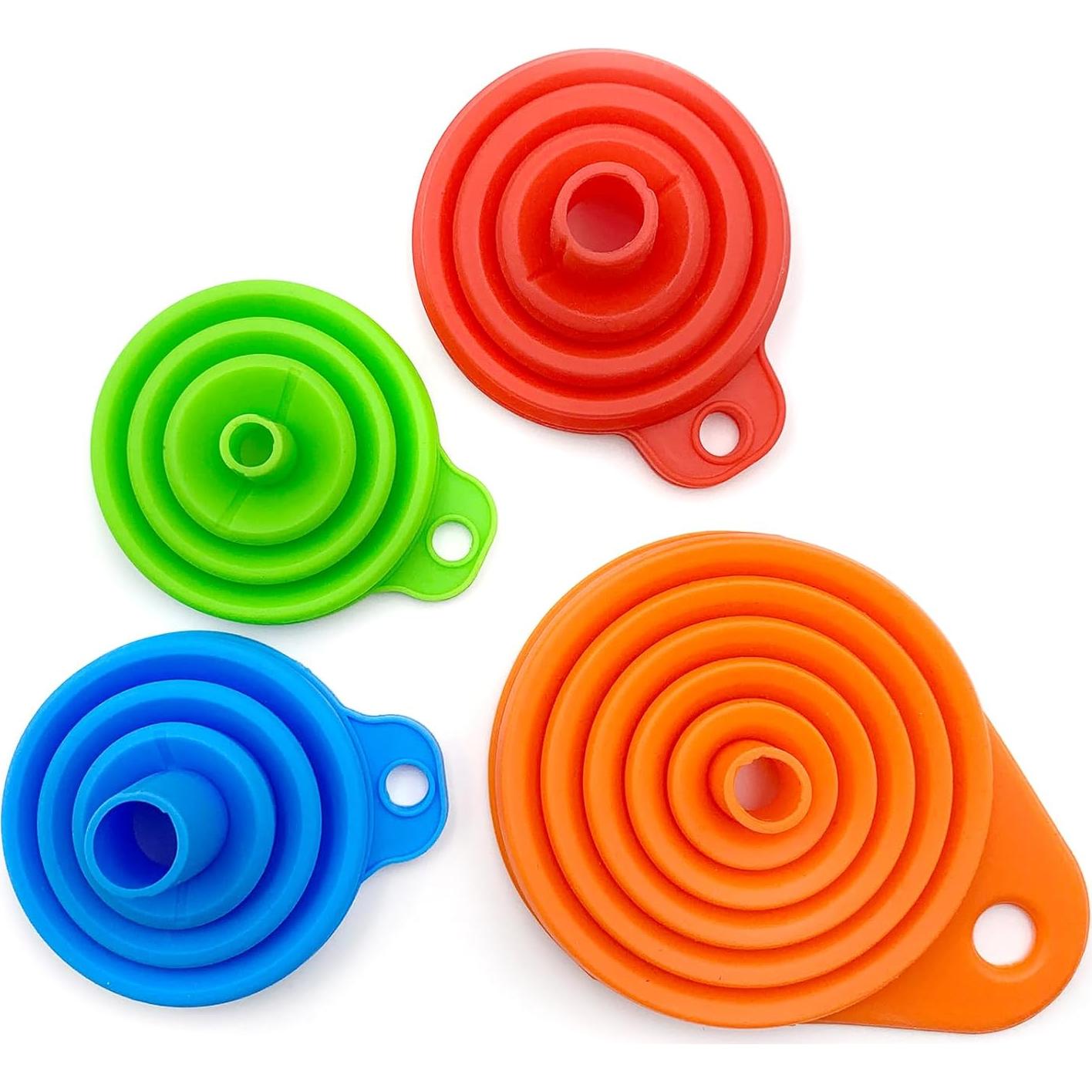 Juego de embudos de cocina Qgond 4 piezas silicona plegable