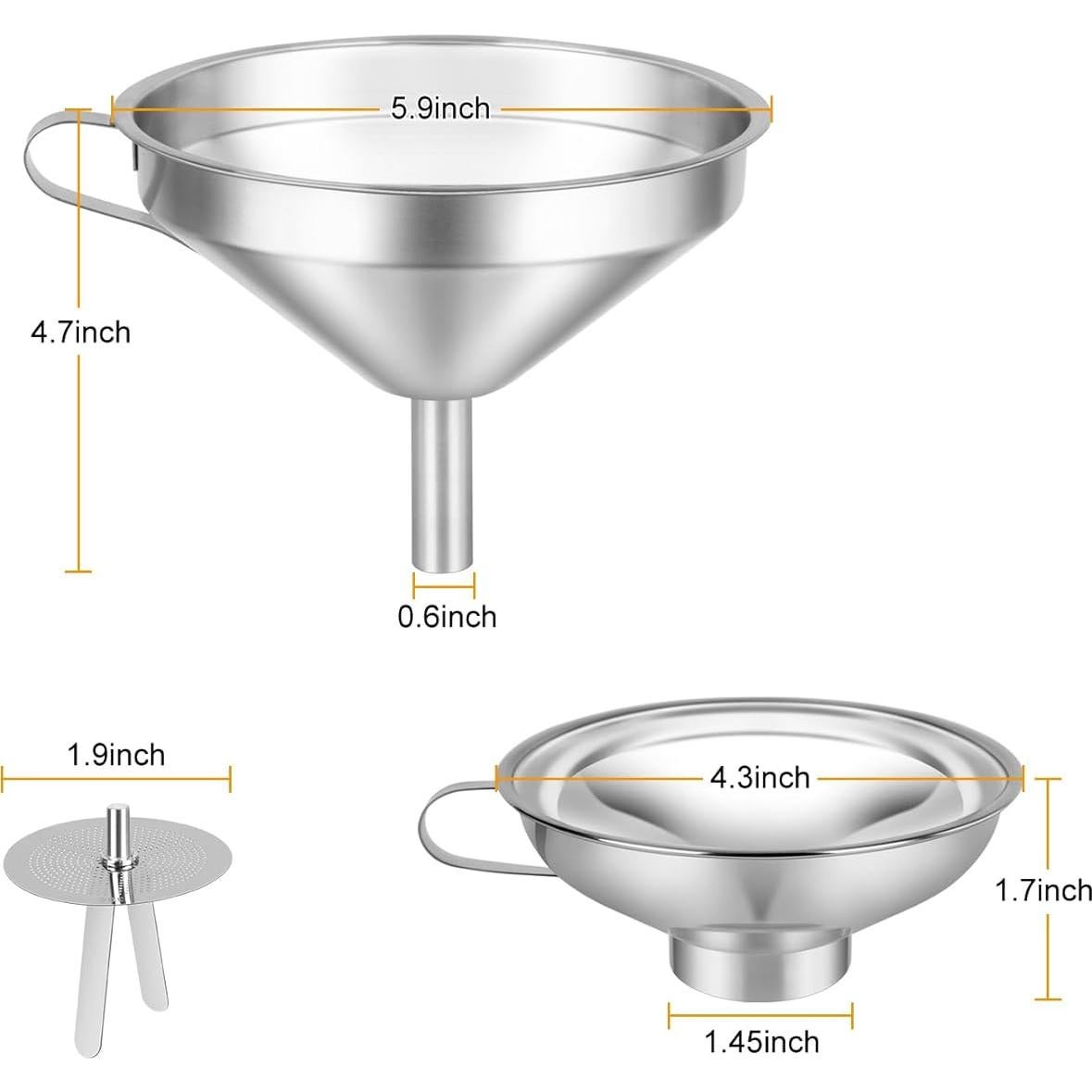 Juego de Embudos de Acero Inoxidable Hakalotyatime 2 Pzs